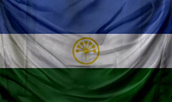 Bashkortostan flag waving. Background for patriotic and national design photo