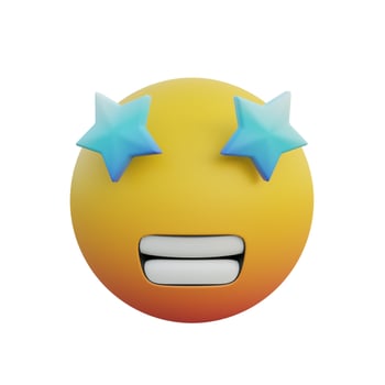 3d illustration Grinning Face with Star Eyes photo