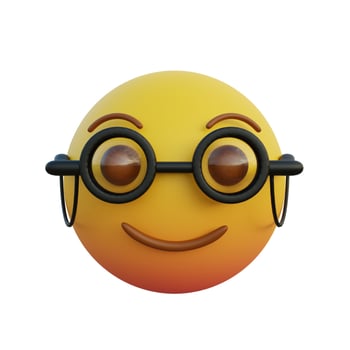 3d illustration old man emoticon wearing clear round glasses photo