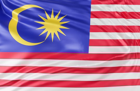 Beautiful Malaysia Flag Wave Close Up on banner background with copy space.,3d model and illustration. photo