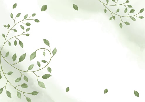 Watercolor floral background with brush and floral frame for horizontal banner, backdrop, wedding invitation, thank you card, wallpaper photo