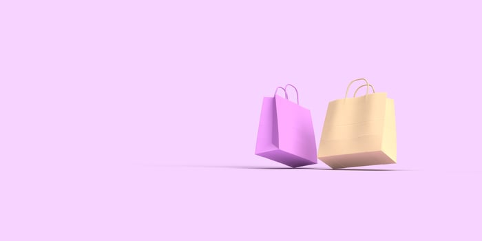Pink orange bag shopping box fashion kraft minimal lifestyle anniversary commercial luxury modern sale package ribbon decoration ornament 14 fourteen february happy valentine day festival.3d render photo