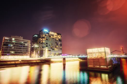Beautiful night city osvitchene neon. Germany Europe photo