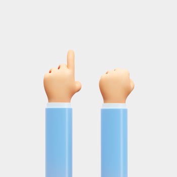 3D render hand motion, trendy cartoon hands. photo