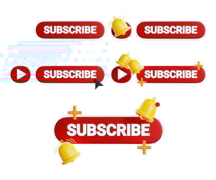 3d subscribe button red button subscribe to channel on white background 3d rendering photo