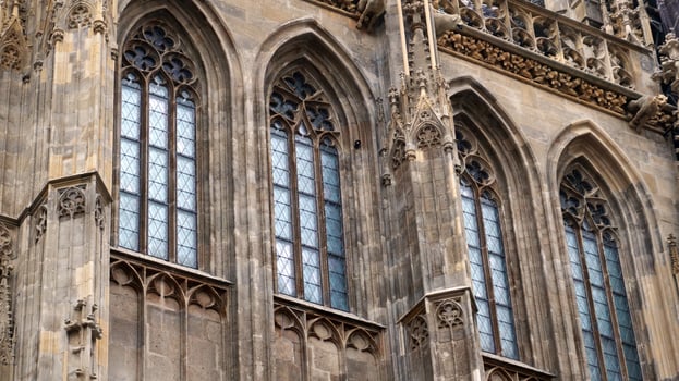 historical window Gothic style architecture, Vienna, Austria, Europe photo