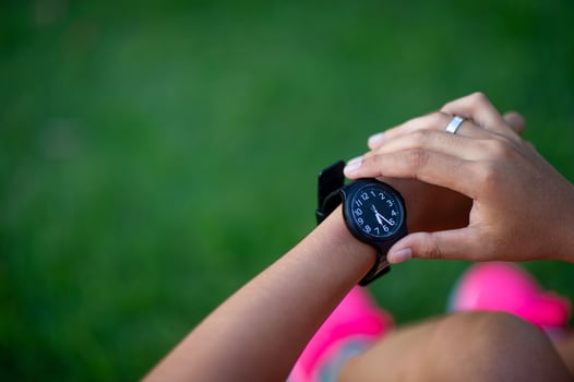 Beautiful black hands and watches A Time check for accuracy and punctuality photo