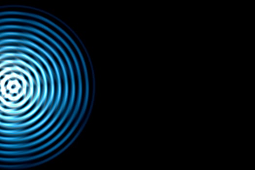 Light blue sound waves oscillating with circle ring, abstract background photo