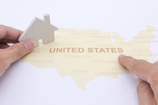 House on a American map. business house concept photo