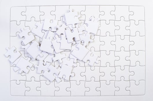 White jigsaw puzzles put together Business idea photo