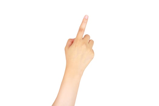 female hand touching, pointing to something photo