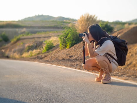 Woman on road photo