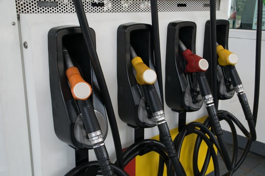 Pump nozzles at the gas station photo