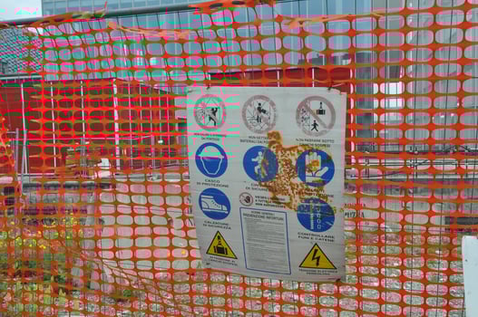 safety signs in building site photo
