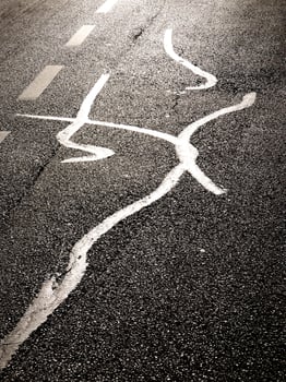 Seamless pattern on asphalt road. Asphalt road reflecting evening sunlight. photo