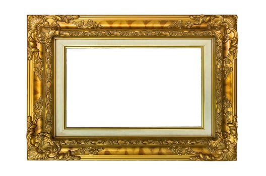 Gold frame isolated on white background. photo
