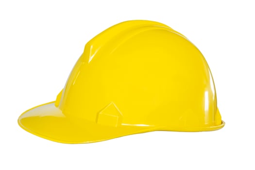 Yellow safety helmet isolated on white background photo