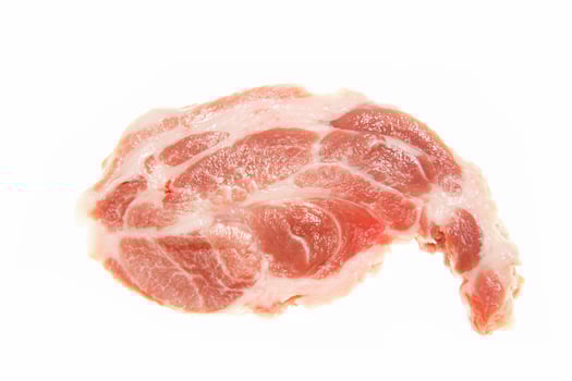 Raw juicy pork Isolated on a white background. photo