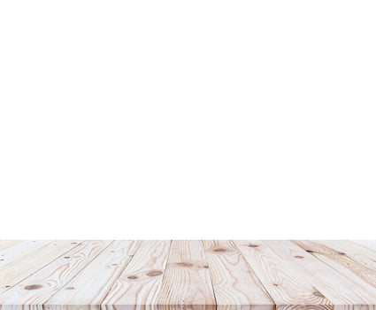 Isolated wooden shelf or floor texture on white background. photo