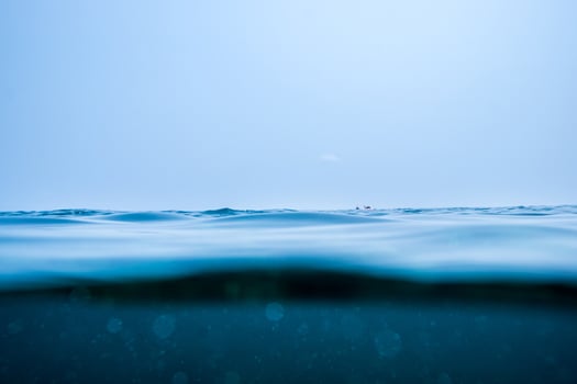 Blue wave surface on sea photo