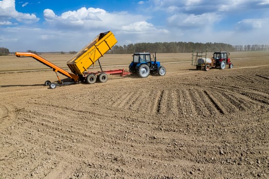 Sowing and plowing action in the spring season photo