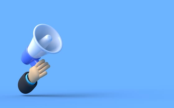 3d megaphone background for job vacancy on blue photo