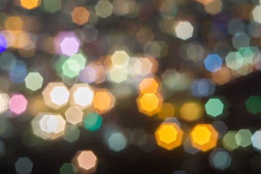 Beautiful Bokeh landscape of city at night photo