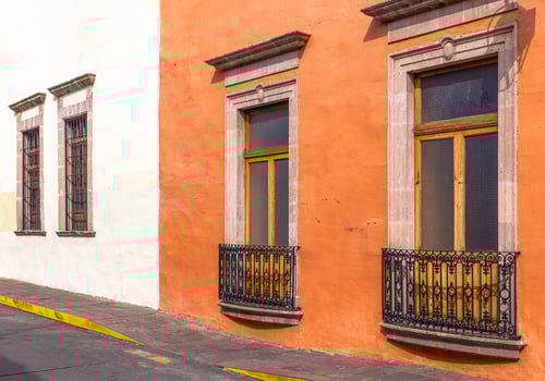 Morelia, Michoacan, colorful streets and colonial houses in Morelia historic city center, one of the main city tourist attractions photo