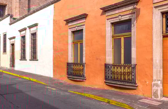 Morelia, Michoacan, colorful streets and colonial houses in Morelia historic city center, one of the main city tourist attractions photo