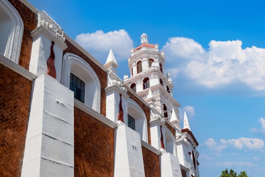 Colorful Puebla streets and colonial architecture in Zocalo historic city center photo