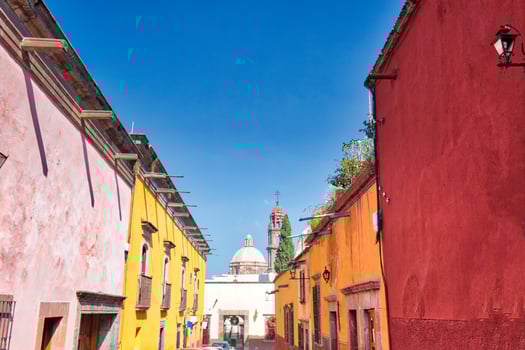 Mexico, Colorful buildings and streets of San Miguel de Allende in historic city center photo