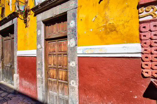 Colorful buildings and streets of San Miguel de Allende in historic city center photo
