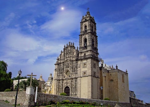 Tepotzotlan church at early sunset photo