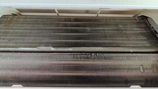 Dirty air conditioner old blower fan and coil photo