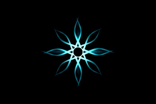 Abstract teal flower with light effect on black background photo