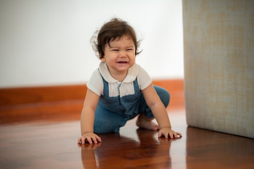 child baby little person are crying at home, newborn are cry and living indoor a house with family, concept of childhood care and comforting photo