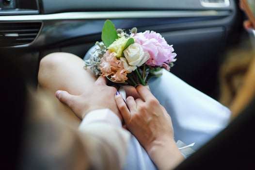wedding bouquet on the grass photo