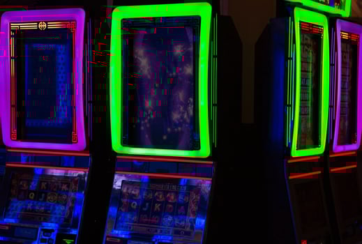 Casino machines in the entertainment area at night photo