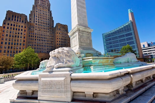 Buffalo City Hall and Marble Lion Of The McKinley Monument in city downtown photo