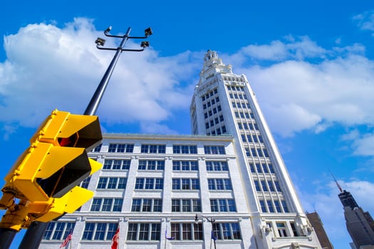 Buffalo city downtown, financial and historic center, a popular travel and tourist destination spot frequented by local and international tourists photo