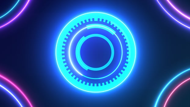 Blue hud cyber technology with neon saber background photo