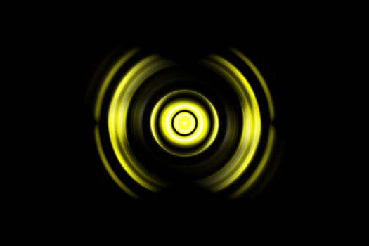 Abstract glowing circle yellow light effect with sound waves oscillating background photo