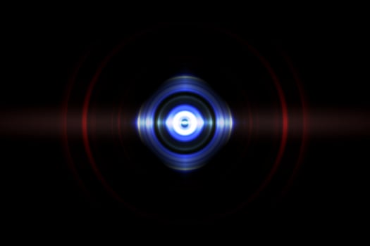 Abstract glowing circle blue light effect on black background photo