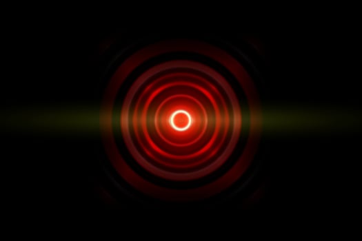 Red digital sound wave or circle signal, abstract background photo