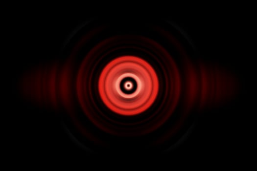 Red digital sound wave or circle signal, abstract background photo
