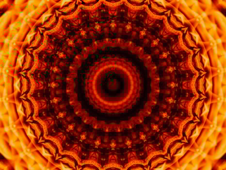 Unique abstract background. Orange flames kaleidoscope pattern. Free Photo