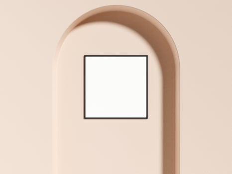 Minimalist square black poster or photo frame mockup in minimalist architecture building. 3D Rendering.