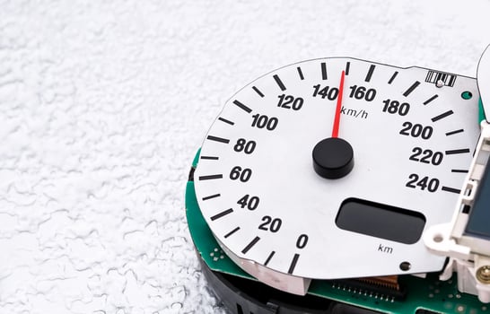 Broken speedometer. Accident due to speeding photo