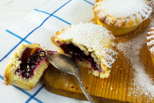 Small jam pie, close up photo