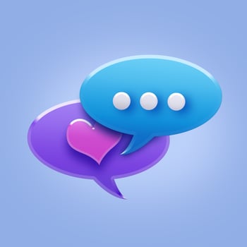Talk and heart icon design for social media communication photo